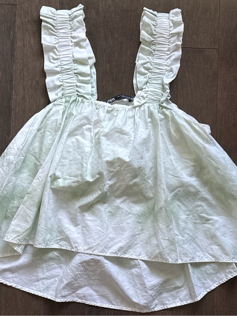 Zara White Ruffled Strap Tank Top